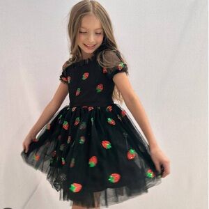 NEW without tags Lola and the Boys Black Sequin Strawberry Tulle Dress, Size 10